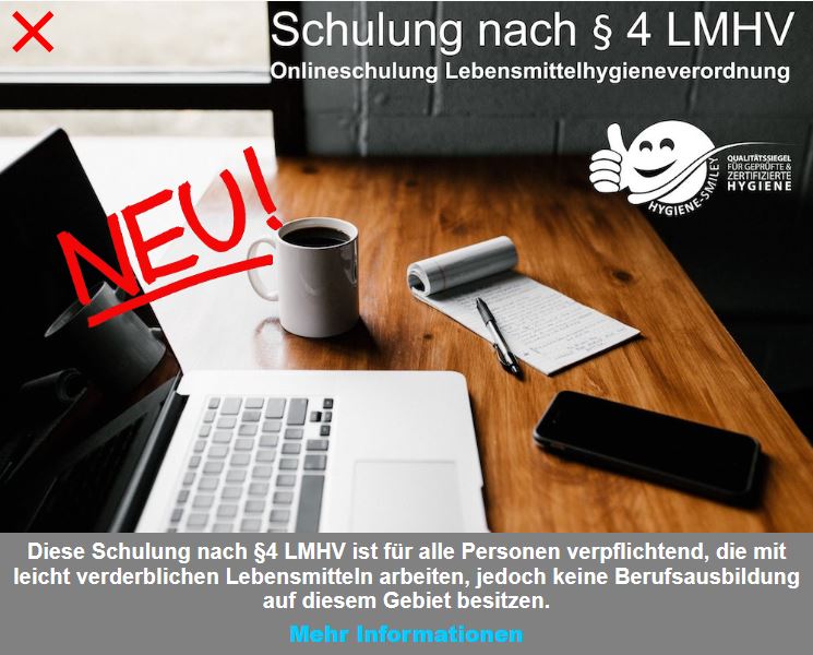 Schulung gemäß § 4 Lebensmittel-Hygiene-Verordnung LMHV