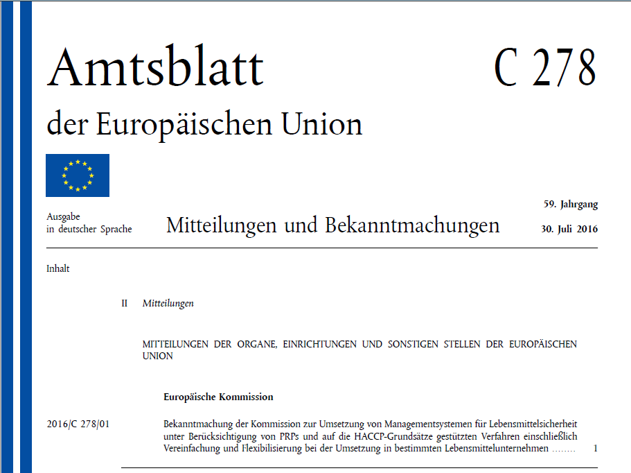 HACCP und Hygieneschulung: Amtsblatt zur Sicherstellung der Lebensmittelsicherheit