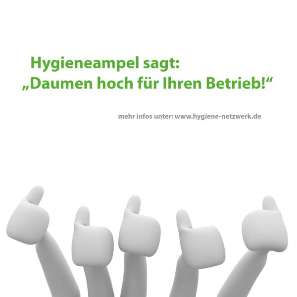 Hygieneampel: Daumen hoch und vorbereiten.